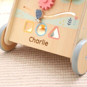 Personalised Wooden Push Along Activity Walker 12m+, 4 of 4