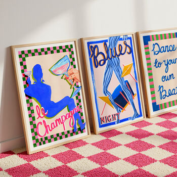 Blues Night Retro Music Art Print, 8 of 12