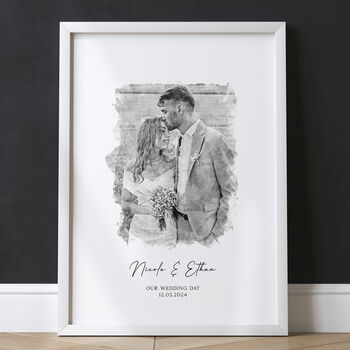Personalised Wedding Portrait, Wedding Gift, 4 of 8