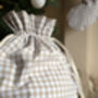 Personalised Beige Gingham Gift Sack Embroidered, thumbnail 3 of 8
