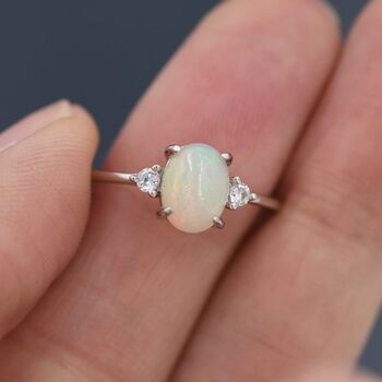 Sterling Silver Genuine Opal Ring, 7 of 12