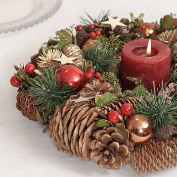 Stars And Baubles Christmas Candle Table Centrepiece, 2 of 4