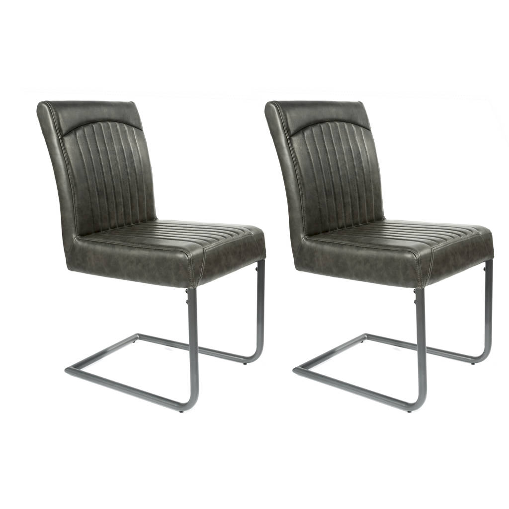 Lucca Vegan Leather Chair Grey Set Of Two By The Orchard
