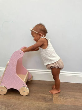 Personalised Wooden Pastel Pink Activity Walker Toy, 4 of 10