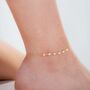 Sterling Silver And Pearl Hammered Trace Anklet, thumbnail 2 of 9