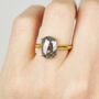 18ct Gold Oval Salt And Pepper Diamond Ring, thumbnail 1 of 6