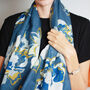 Blue Abstract Floral Printed Scarf — Personalised Gift Card And Gift Box Option, thumbnail 1 of 11