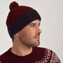 T Lab Bob Red Donegal Wool Bobble Beanie Hat, thumbnail 5 of 9