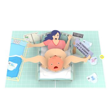 Birthing Mum 3D Pop Up Funny Baby Card, 4 of 8