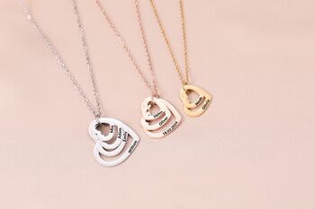 Personalised Multi Hearts Shaped Engraved Necklace, 2 of 9