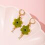 Flower Earrings With Zircon Stone Gemstone Charm 18 K Gold Plated, thumbnail 3 of 4