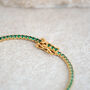 Emerald Gemstone Gold Vermeil Plated Tennis Bracelet, thumbnail 6 of 9