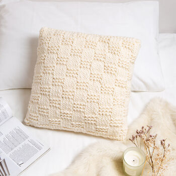 Basketweave Cushion Easy Knitting Kit, 4 of 10