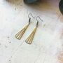 Brass Fan Geometric Deco Drop Earrings, thumbnail 3 of 4