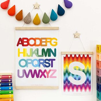 Personalised Rainbow Waves Initial Children's Print, 3 of 4