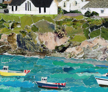 Port Isaac Cornwall Upcycled Paper Collage Print, 3 of 5