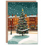 Decorated Tree Town Square Snow Xmas Christmas Card, thumbnail 1 of 4