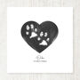 Unframed Paw Print Monochrome Heart Artwork, thumbnail 1 of 3