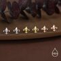 Sterling Silver Fleur De Lis 18 G Screw Back Earrings With Ball Backs, thumbnail 3 of 11