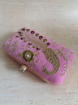 Peacock Pink Clutch Bag, 5 of 10