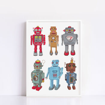 Vintage Toy Robot A4 Giclee Print, 3 of 5