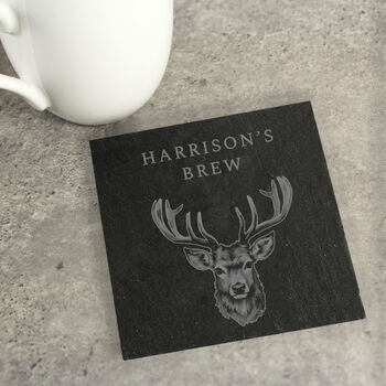 Personalised Stag Slate Coaster, 3 of 3