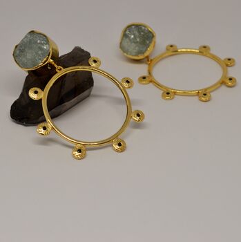Black Spinel And Raw Aquamarine Earrings, 3 of 5
