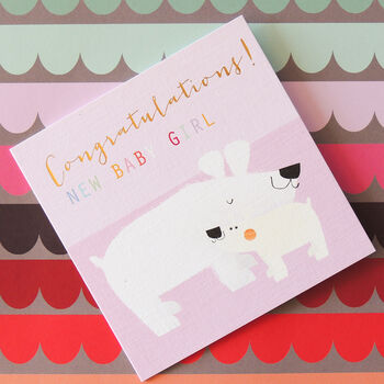 Gold Foiled Baby Girl Polar Bears Card, 5 of 5