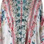 Watercolour Floral Viscose Kaftan Jacket With Heavy Cream Fishbone Embroidery, thumbnail 4 of 5