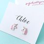 Sterling Silver Personalised Pink Unicorn Earrings, thumbnail 1 of 4