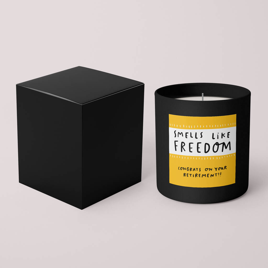 Smells Like Freedom, Retirement Candle With Gift Box By Arrow Gift Co