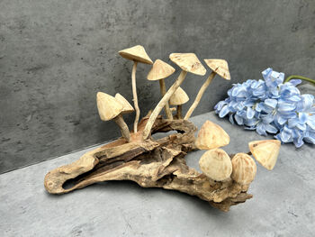 20cm Hand Carved Wooden Mushroom Figurine Coffee Root Wood, 5 of 12