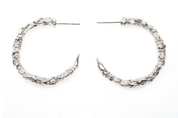 Large Silver Thorn Hoop Earrings, 2 of 3
