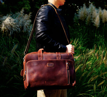 Genuine Leather Briefcase With Front Leather Patch, 3 of 7