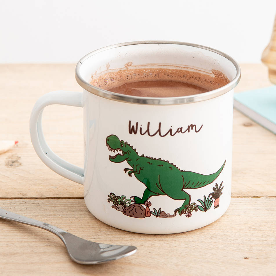 Personalised Children's Dinosaur Enamel Mug, 1 of 5