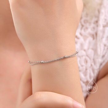 Sterling Silver Double Layer Satellite Chain Bracelet, 6 of 11