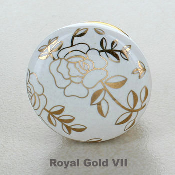 Royal Gold Ceramic Door Knobs Cupboard Door Handles, 9 of 10