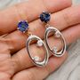 Lapis Lazuli, Moonstone Silver Earrings, thumbnail 1 of 9