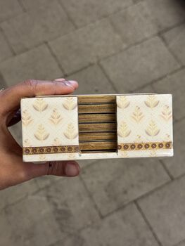Set Of Six Wood Coasters With Case, Luxury Tableware, 12 of 12
