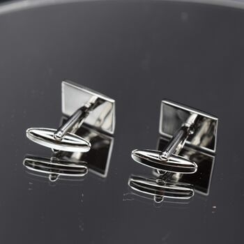 Silver Wave Cufflinks Minimal Men Gift 316 L Stainless Steel Modern Design, 4 of 4