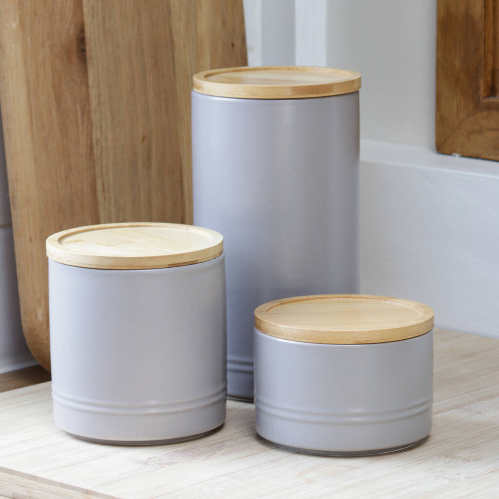 Neutral Grey Ceramic Storage Canister, 1 of 5