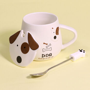 G Decor Dog Ceramic Tea Coffee Mug With Matching Lid, 3 of 6