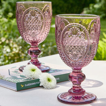 Fleur De Lys Amethyst Embossed Wine Glass, 3 of 3