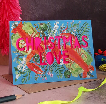 Neon Food Papercut Christmas Card Eight Pack, 4 of 9