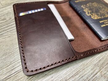 Personalised Leather Passport Holder, Chocolate Brown, 6 of 8