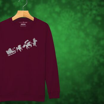 Unicorn Sleigh Kids Sweatshirt Christmas Jumper, 7 of 11