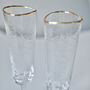 Pair Of Gold Rimmed Hammered Champagne Flutes, thumbnail 2 of 5