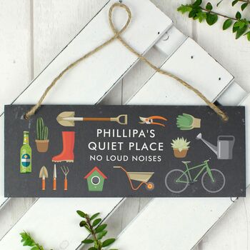Personalised Garden Hanging Slate Plaque, 2 of 9