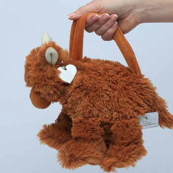 Highland Brown Cow Scarf And Bag + Personalised Heart, 4 of 6