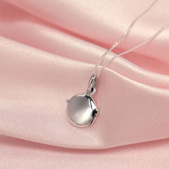 Tiny Sterling Silver Engravable Round Locket On Chain, 2 of 4